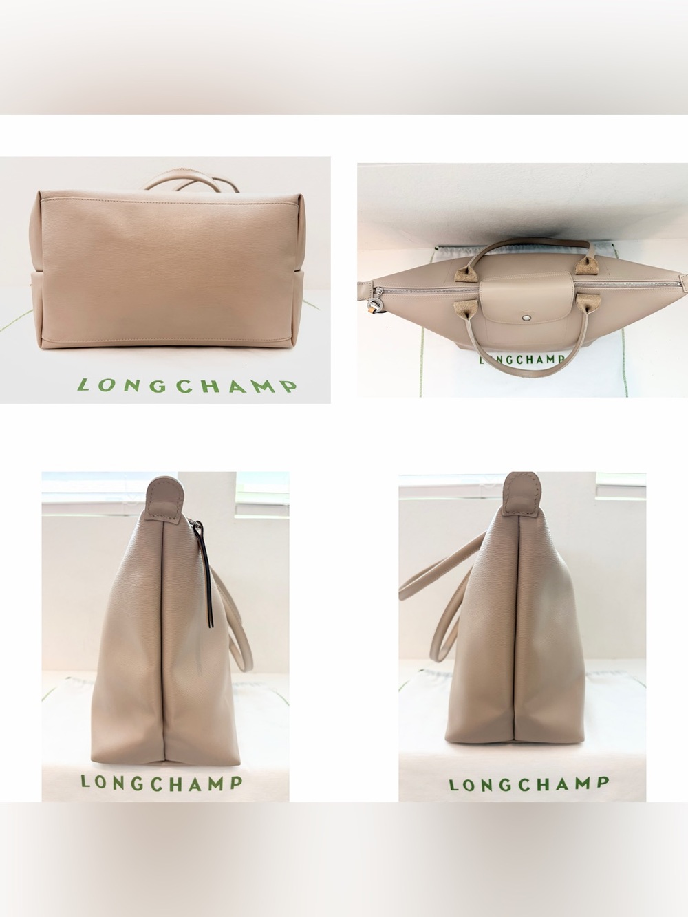 Auth LONGCHAMP Large Le Pliage City Coated Canvas Taupe Tote Bag - Picture 7 of 15